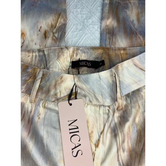Micas Marble Print High Waisted Satin wide leg Pants NWT Size Small resort wear - Picture 8 of 11
